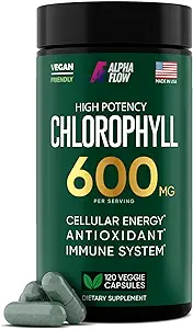 Chlorophyll Capsules 600 mg - Natural Chlorophyll Pills for Women & Men - Highly BioAvailable Chlorophyll Supplement for Energy, Immunity, Skin + Internal Deodorant
